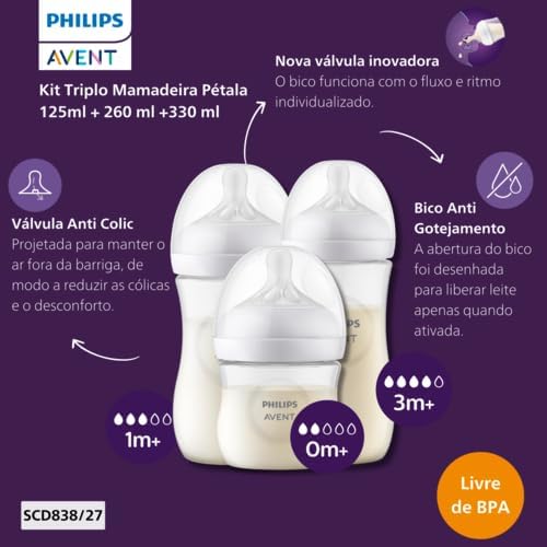 Kit 3 Mamadeiras Pétala - Philips Avent