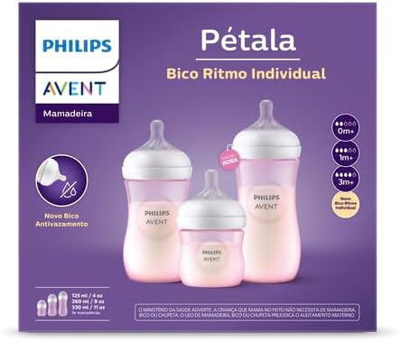 Kit 3 Mamadeiras Pétala Rosa - Philips Avent