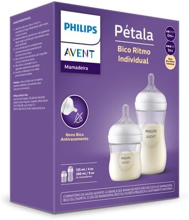 Kit 2 Mamadeiras Pétala 125ml + 260ml transparente