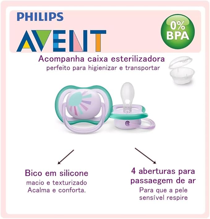 Chupeta Ultra Air 0-6 Meses Azul Pinguim - Philips Avent