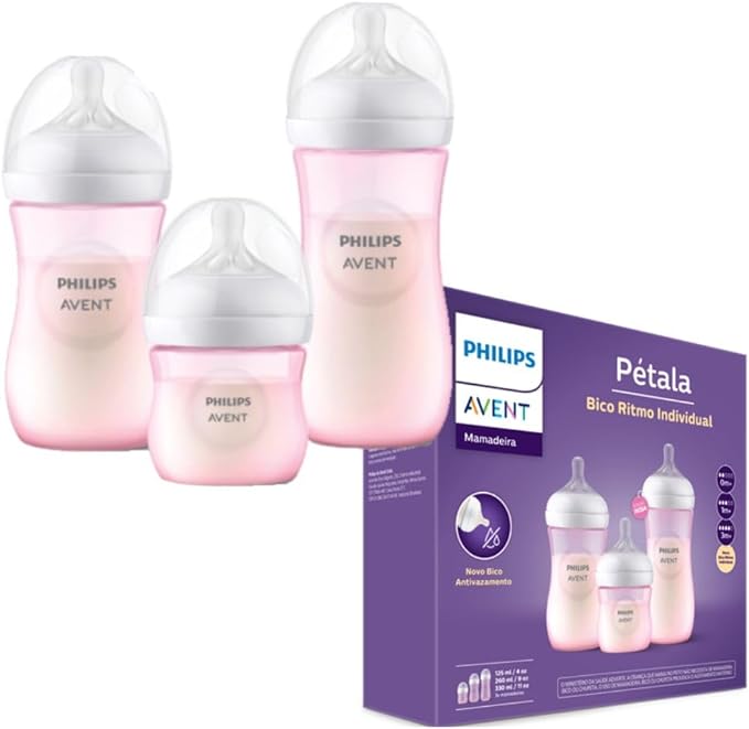 Kit 3 Mamadeiras Pétala Rosa - Philips Avent