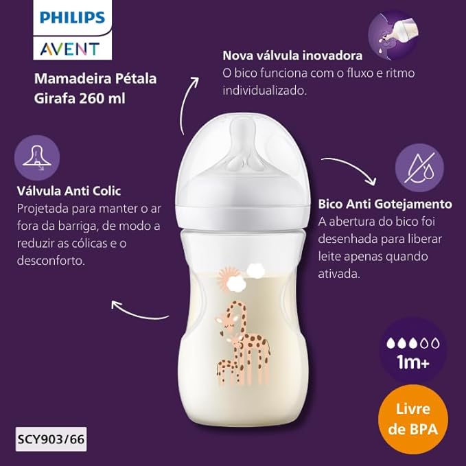 Mamadeira Pétala 3.0 260mL Girafa - Philips Avent