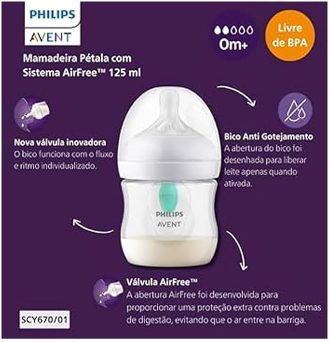 Mamadeira Pétala 125ml 3.0 AirFree - Philips Avent