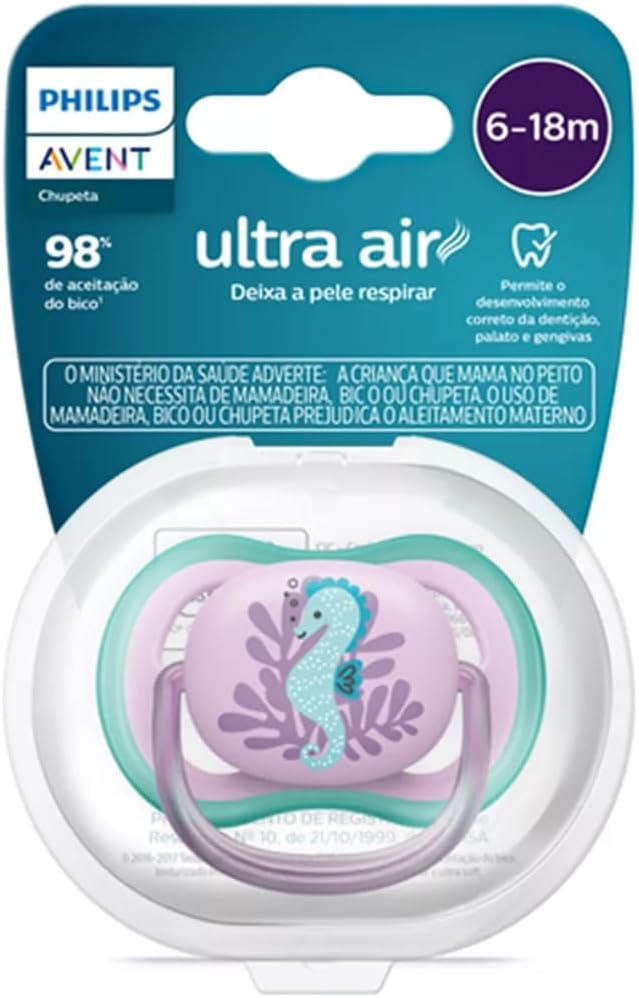 Chupeta Ultra Air 6-18 Meses Rosa Cavalo Marinho - Philips Avent