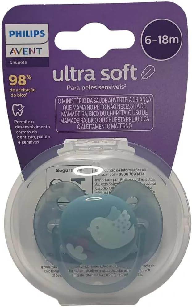 Chupeta Ultra Soft 6-18M Azul Pássaro - Philips Avent