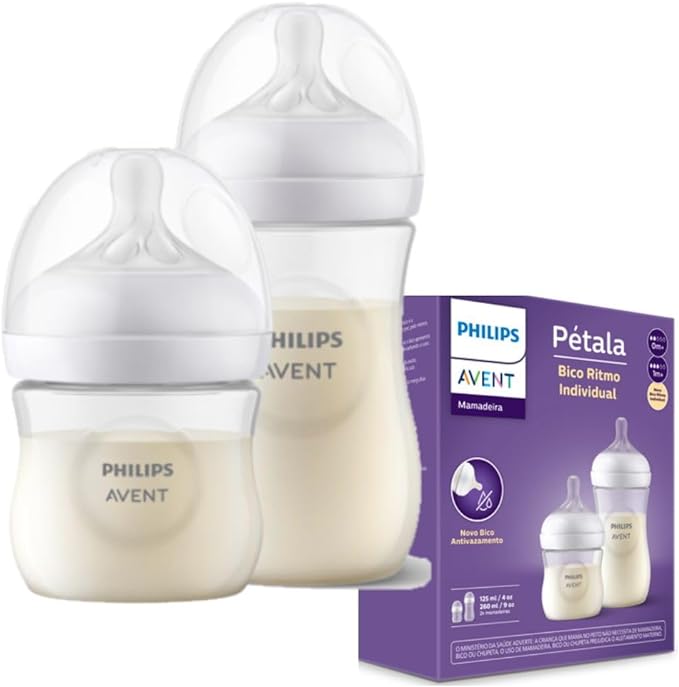 Kit 2 Mamadeiras Pétala 125ml + 260ml transparente