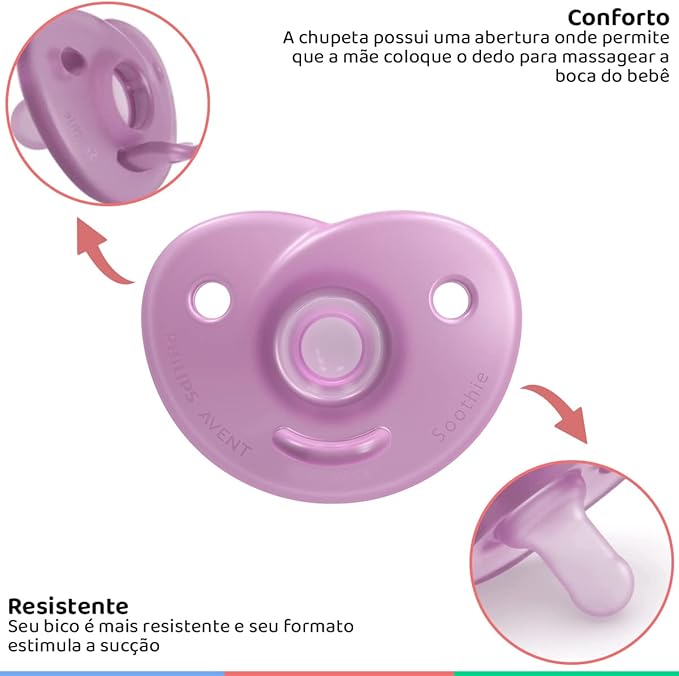 Chupeta Soothie Rosa 4-6 meses - Philips Avent