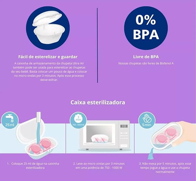 Chupeta Ultra Air 0-6 Meses Rosa e Verde - Philips Avent