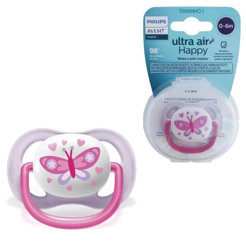 Chupeta Ultra Air 0-6 Meses Rosa Borboleta - Philips Avent