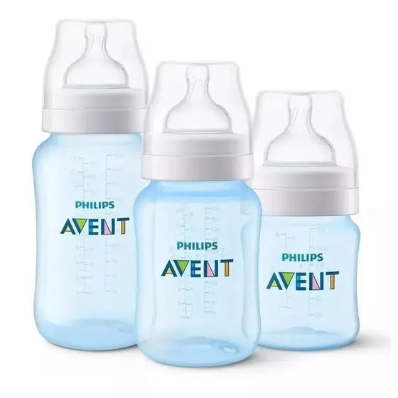 Kit 3 Mamadeiras Clássica Anticólica Azul - Philips Avent