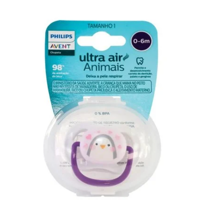 Chupeta Ultra Air 0-6 Meses Rosa Pinguim - Philips Avent