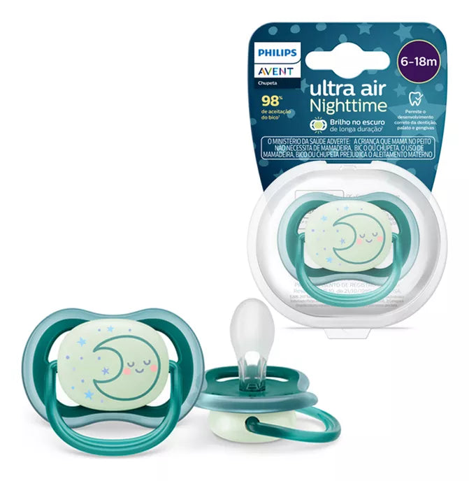 Chupeta Ultra Air Noturna 6-18 Meses Lua - Philips Avent