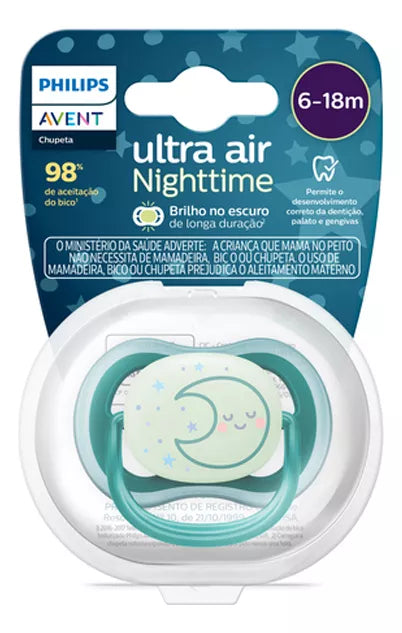 Chupeta Ultra Air Noturna 6-18 Meses Lua - Philips Avent