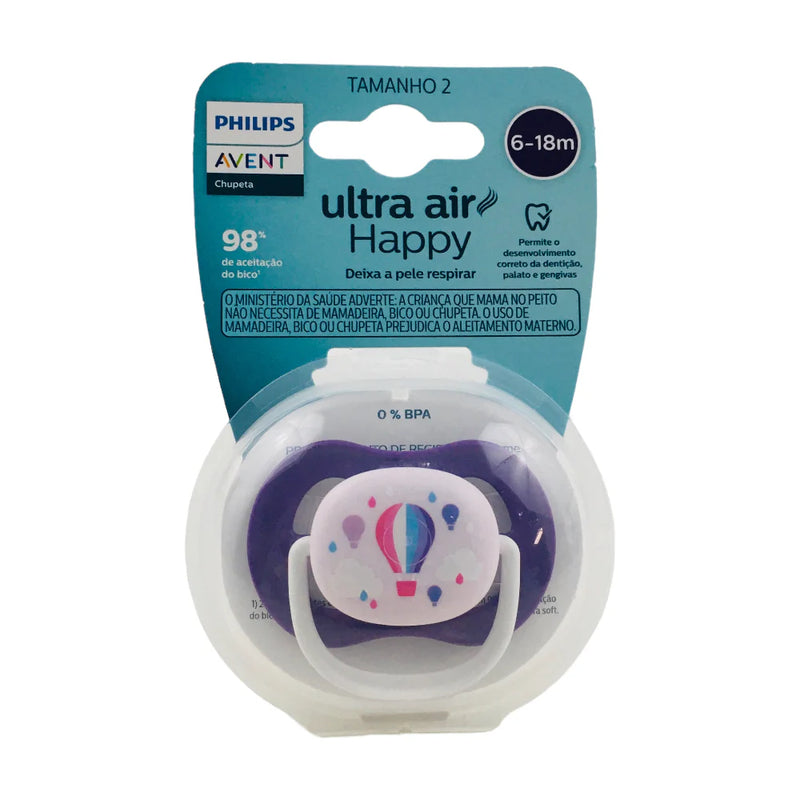 Chupeta Ultra Air 6-18 Meses Rosa Balões - Philips Avent