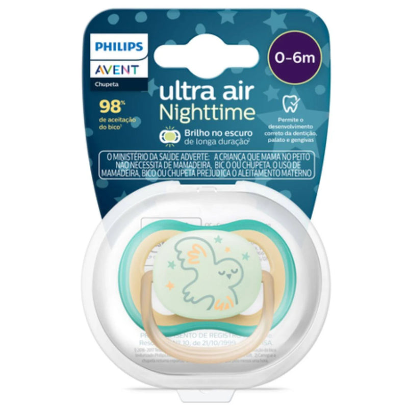 Chupeta Ultra Air Noturna 0-6 Meses Verde Pássaro - Philips Avent